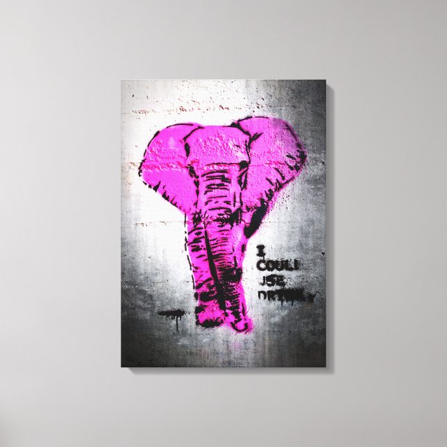 Impressão Em Tela Elefante de Grafite rosa (Frente)
