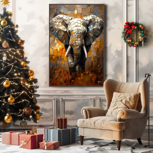 Impressão Em Tela Elefante Majestoso em Arte Dinâmica de Impasto