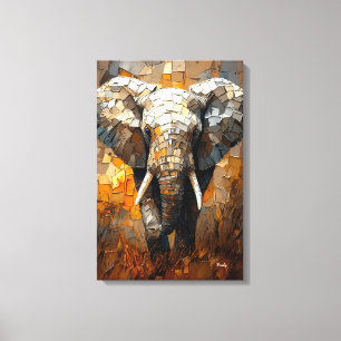 Impressão Em Tela Elefante Majestoso em Arte Dinâmica de Impasto