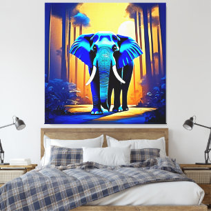 Impressão Em Tela Elefante Místico: Jornada da Floresta Sunset