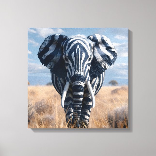 Impressão Em Tela Elefante No Disguise Zebra (Frente)