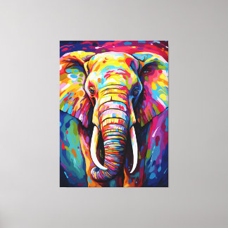 Impressão Em Tela elefante pintado em cores brilhantes
