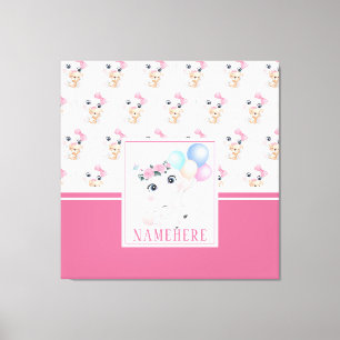 Impressão Em Tela Elefante Rosa Girly com Padrão de Arco e Balão
