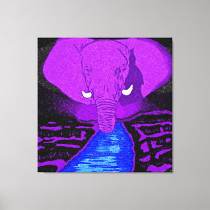 Impressão Em Tela Elefante Roxo Majestoso no Rio