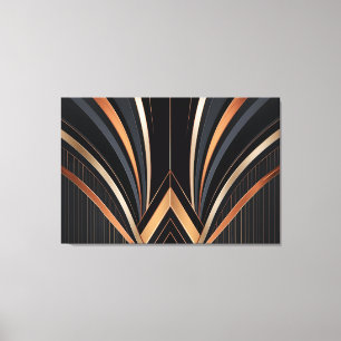 Impressão Em Tela Elegância Geométrica Metálica Art Déco