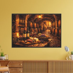 Impressão Em Tela Elegância Rústica: A Arte da Adega de Vinho do Con