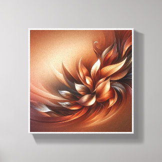 Impressão Em Tela Elegant Fluid Leaf Abstract - Warm Terracotta and 