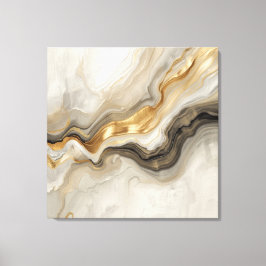 Impressão Em Tela Elegant Gold & Neutral Marble Abstract Art