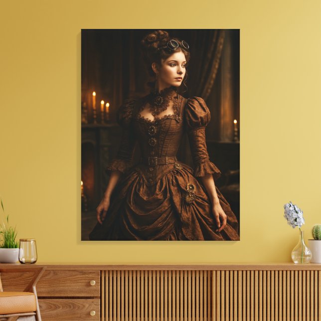 Impressão Em Tela Elegant Steampunk Victorian Lady in Brown  (Insitu(Sala de estar))