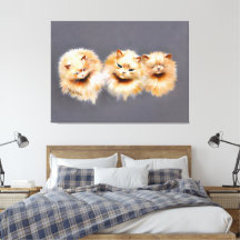 Elegant Three Persian Cats Vintage Feline 
