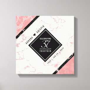 Impressão Em Tela Elegante 37º Aniversário de Casamento em Alabastro