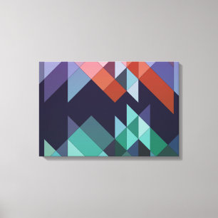 Impressão Em Tela Elegante abstrato Geométrico Marinho Azul Verde M