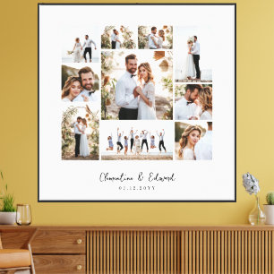 Impressão Em Tela Elegante colagem de fotos de casamento minimalista