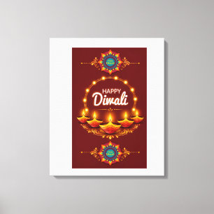 Impressão Em Tela Elegante design de saudação de Diwali Mandala Feli