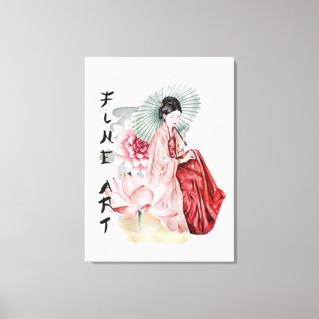 Impressão Em Tela elegante Garota Geisha Japonesa (Frente)