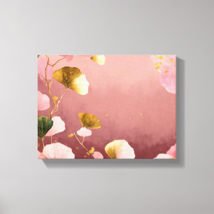 Impressão Em Tela Elegante Ginkgo deixa rosa e ouro