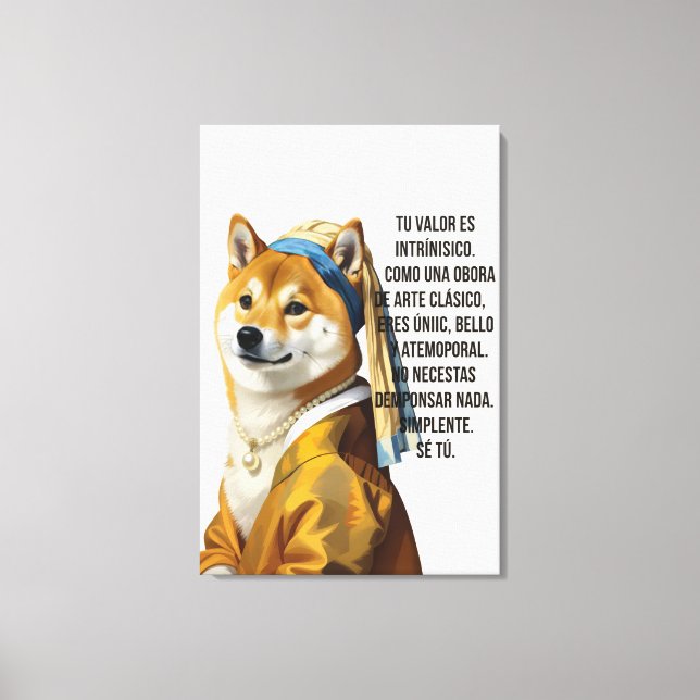 Impressão Em Tela Elegante Lienzo de Colección: Vermeer con Perla (Frente)