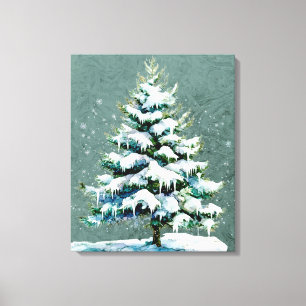 Impressão Em Tela Elegante Nature Snowy Spruce Wang