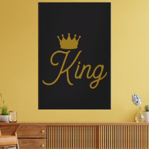 Impressão Em Tela Elegante Tipografia Rei em Ouro Tela para Estiloso