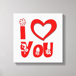 Impressão Em Tela Elegante Travesseiro I Love You Vermelho Minimal