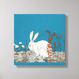 Impressão Em Tela Elegante Vintage Coelho Branco