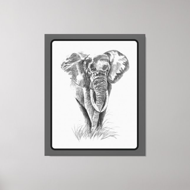 Impressão Em Tela Elephant Animal Watercolor Painting Wildlife Art (Frente)