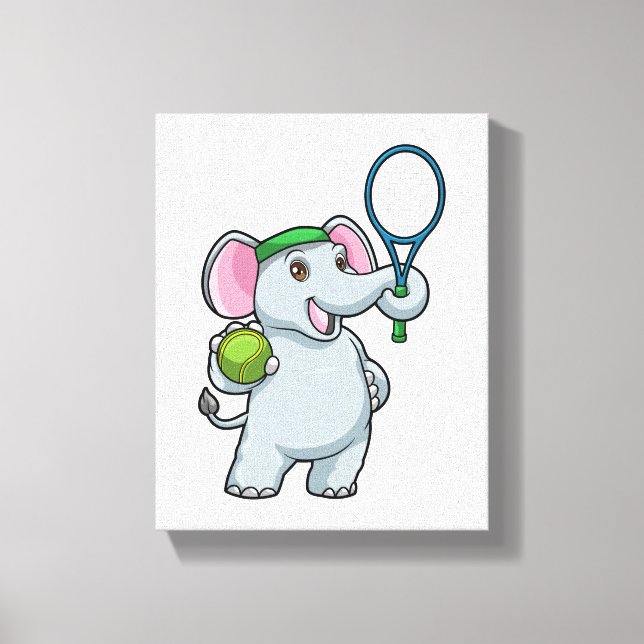 Impressão Em Tela Elephant at Tennis with Tennis racket (Frente)