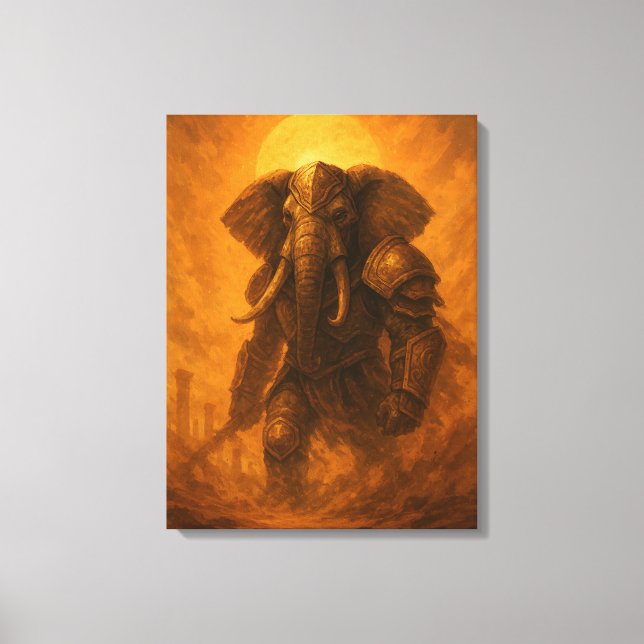 Impressão Em Tela Elephant Guardian Wall Art – Golden Desert Titan (Frente)
