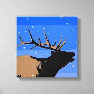 Impressão Em Tela Elk Bugling no inverno - Arte original sobre a vid