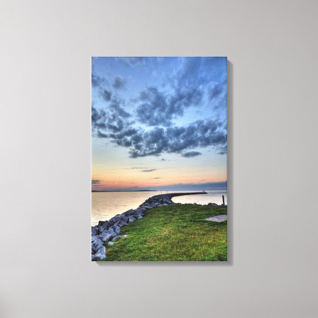 Impressão Em Tela Elk Lake Sunset, Michigan (Frente)