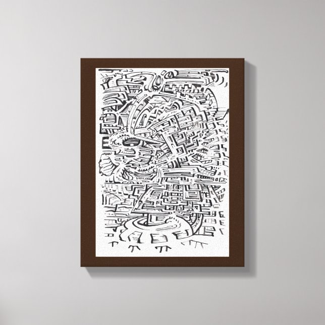 Impressão Em Tela Em um Entre-Lugar, desenho de tinta índia (Frente)