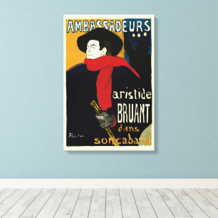 Impressão Em Tela Embaixadores, Aristide Bruant por Toulouse Lautrec