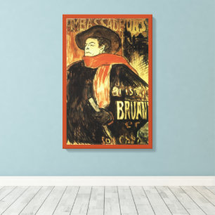 Impressão Em Tela Embaixadores, Aristide Bruant por Toulouse Lautrec