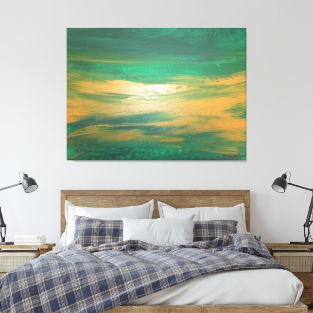 Impressão Em Tela Emerald Green - Contemporâneo de Abstrato-Art Dour (Insitu(Quarto))