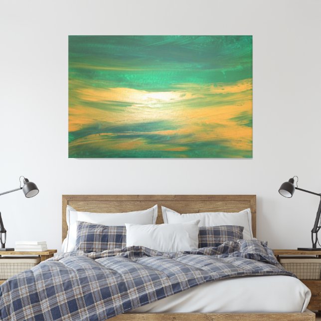 Impressão Em Tela Emerald Green - Contemporâneo de Abstrato-Art Dour (Insitu(Quarto))