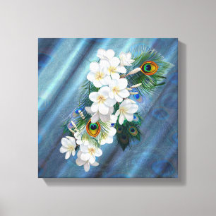 Impressão Em Tela Emerald Green Peacock Buquês da Seda