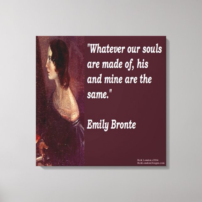 Impressão Em Tela Emily Bronte e Cotação "Nossas Almas" (Frente)