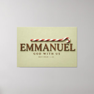 Impressão Em Tela EMMANUEL   Mateus 1:23 Natal   Soft Sage