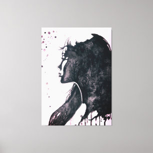 Impressão Em Tela Emoção - Preto e Branco - Pintura em Aquarela