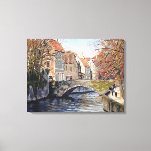 Impressão Em Tela Encantadora Ponte Antiga Sobre o Canal em Bruges P