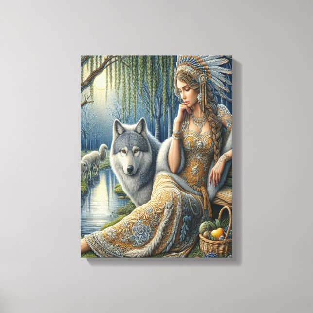 Impressão Em Tela Encantamento Lua na Floresta Mística12x16 (Frente)