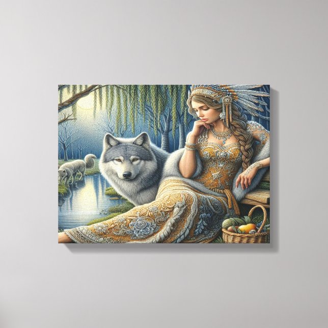 Impressão Em Tela Encantamento Lua na Floresta Mística16x12 (Frente)