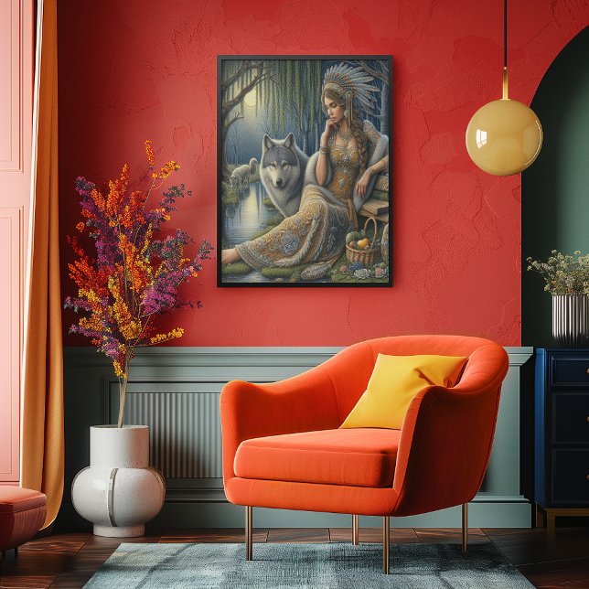 Impressão Em Tela Encantamento Lua na Floresta Mística16x20 (Criador carregado)