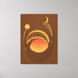 Impressão Em Tela Energia Quente Sol e Lua Dualidade Abstrato