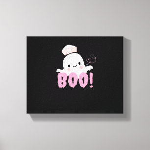Impressão Em Tela Enfermeira do Dia das Bruxas Camisa Mulheres Boo!