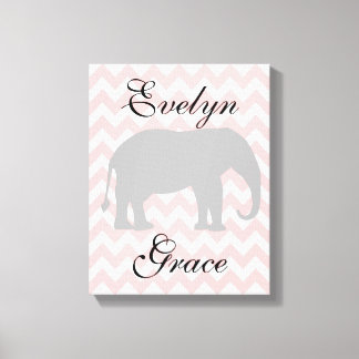 Impressão Em Tela Enfermeira Elefante Personalizada Chevron Baby Gir