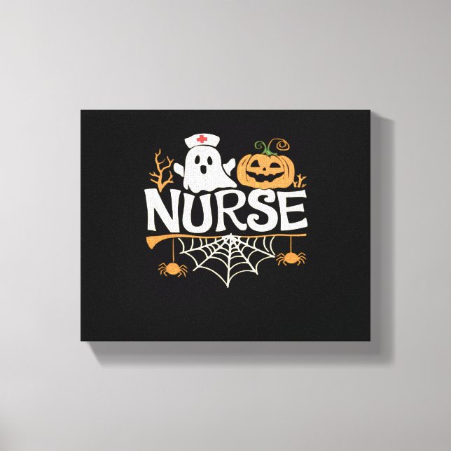 Impressão Em Tela Enfermeira engraçada Halloween Design essencial T- (Frente)