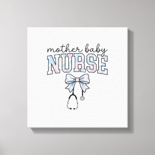 Impressão Em Tela Enfermeira Mãe Bebê Camisa com Laço Floral Design_