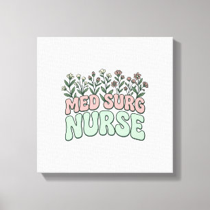 Impressão Em Tela Enfermeira Med Cirúrgica Desenho Vetorial Floral V