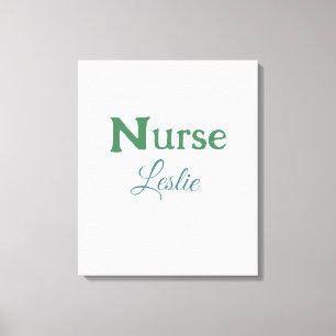 Impressão Em Tela Enfermeira médica adiciona texto nome verde azul s